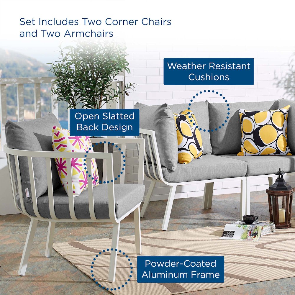 Riverside 4 Piece Outdoor Patio Aluminum Set. Picture 13