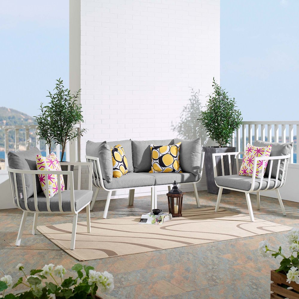 Riverside 4 Piece Outdoor Patio Aluminum Set. Picture 12