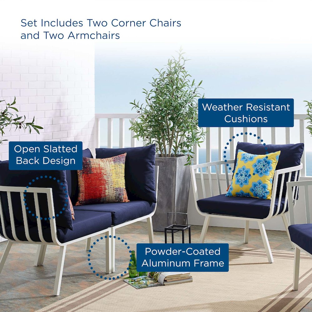 Riverside 4 Piece Outdoor Patio Aluminum Set. Picture 13