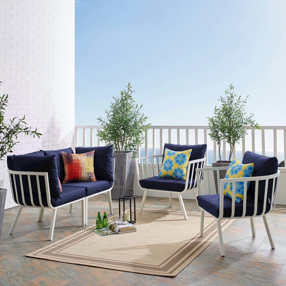 Riverside 4 Piece Outdoor Patio Aluminum Set. Picture 12
