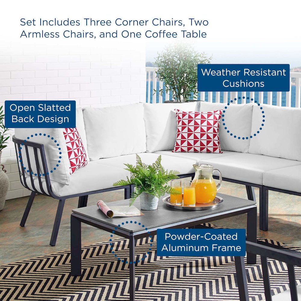 Riverside 6 Piece Outdoor Patio Aluminum Set. Picture 13