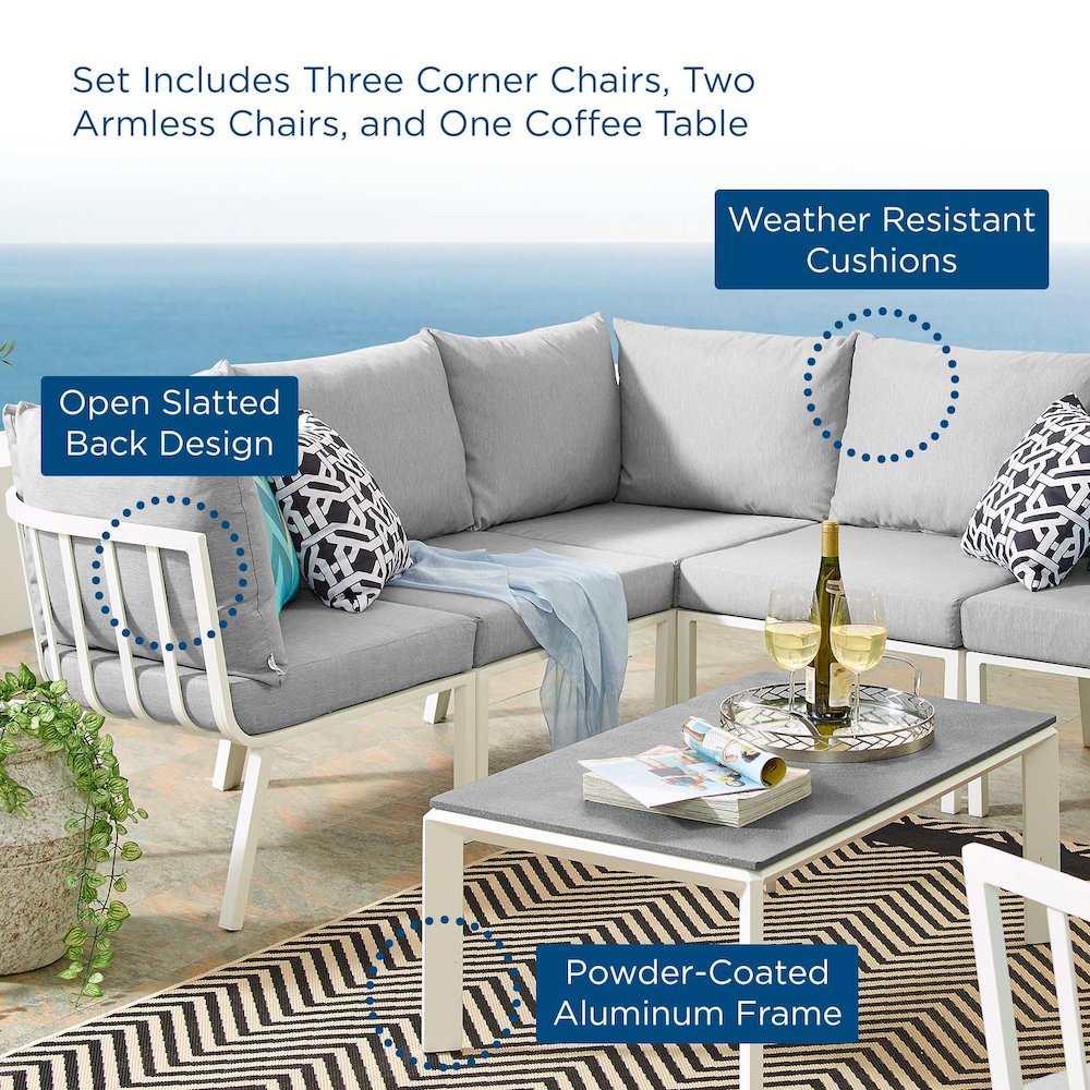 Riverside 6 Piece Outdoor Patio Aluminum Set. Picture 13