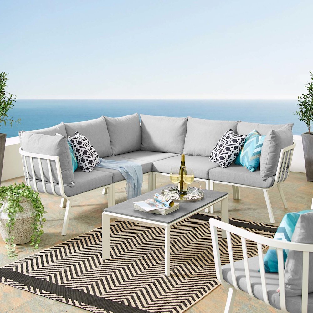 Riverside 6 Piece Outdoor Patio Aluminum Set. Picture 12