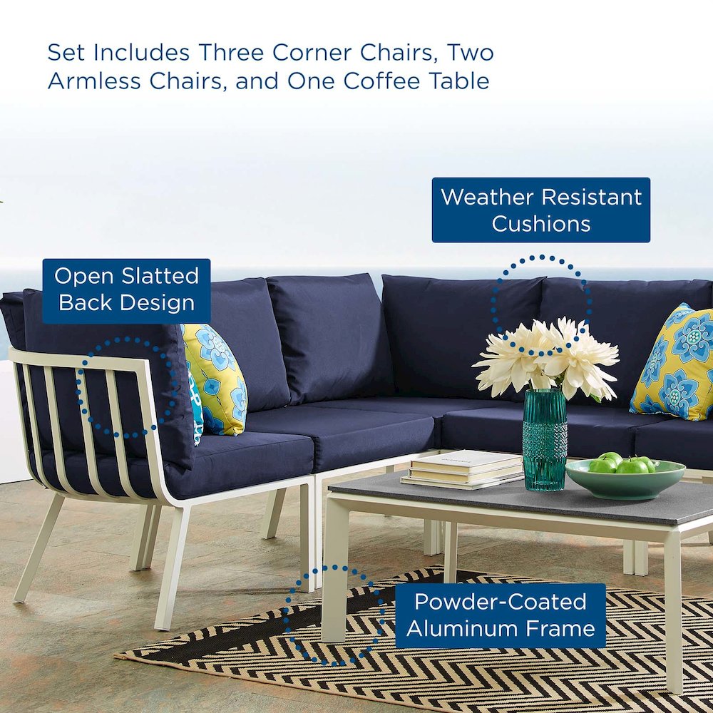 Riverside 6 Piece Outdoor Patio Aluminum Set. Picture 13
