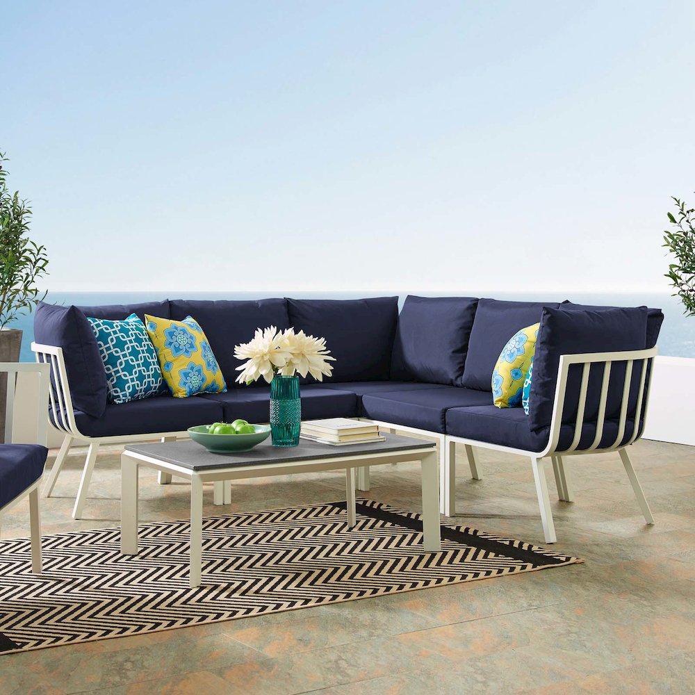 Riverside 6 Piece Outdoor Patio Aluminum Set. Picture 12