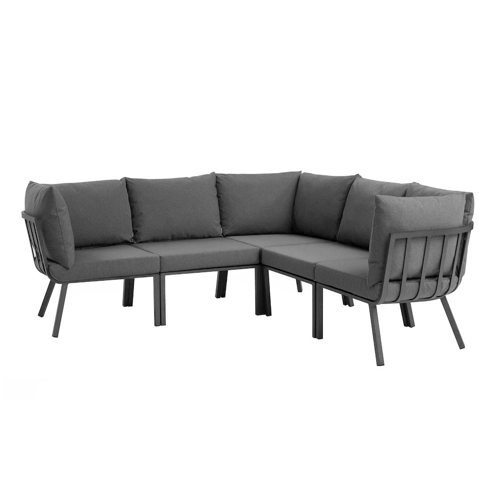 Riverside 5 Piece Outdoor Patio Aluminum Sectional. Picture 1