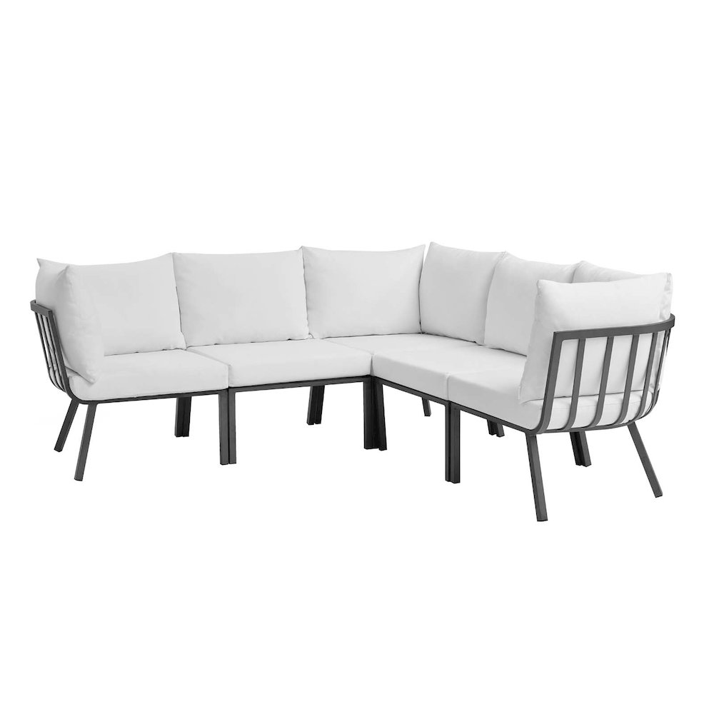 Riverside 5 Piece Outdoor Patio Aluminum Sectional. Picture 1