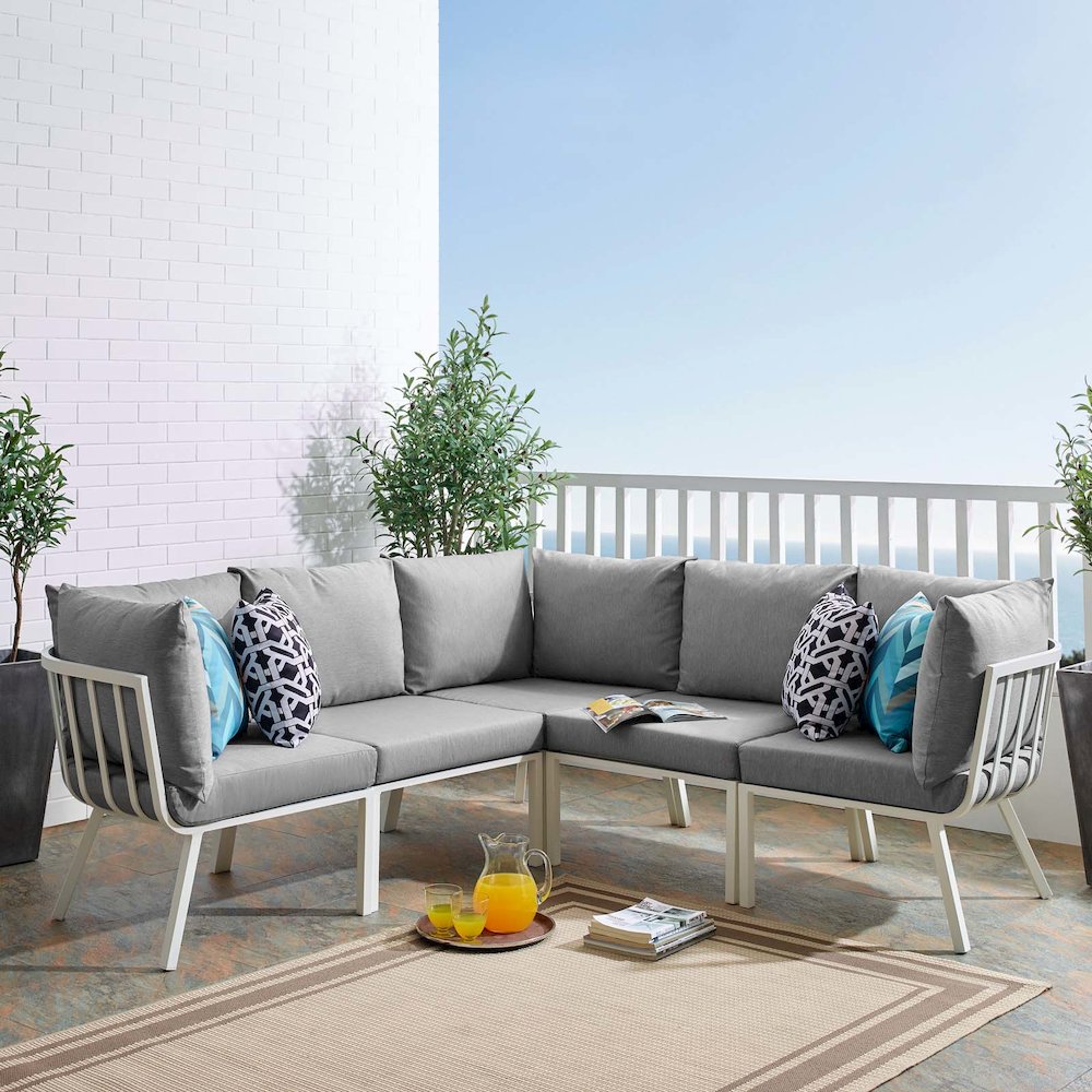 Riverside 5 Piece Outdoor Patio Aluminum Sectional. Picture 12