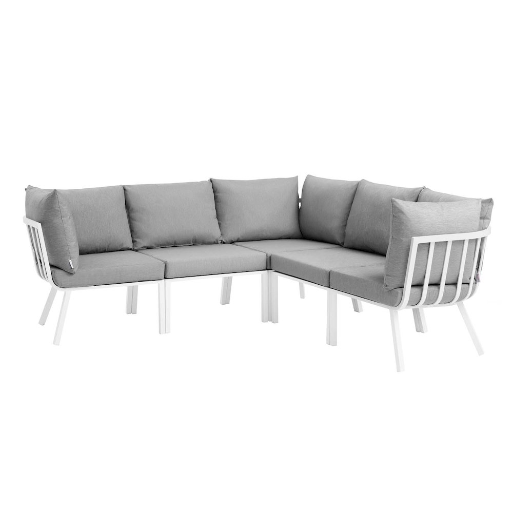 Riverside 5 Piece Outdoor Patio Aluminum Sectional. Picture 1