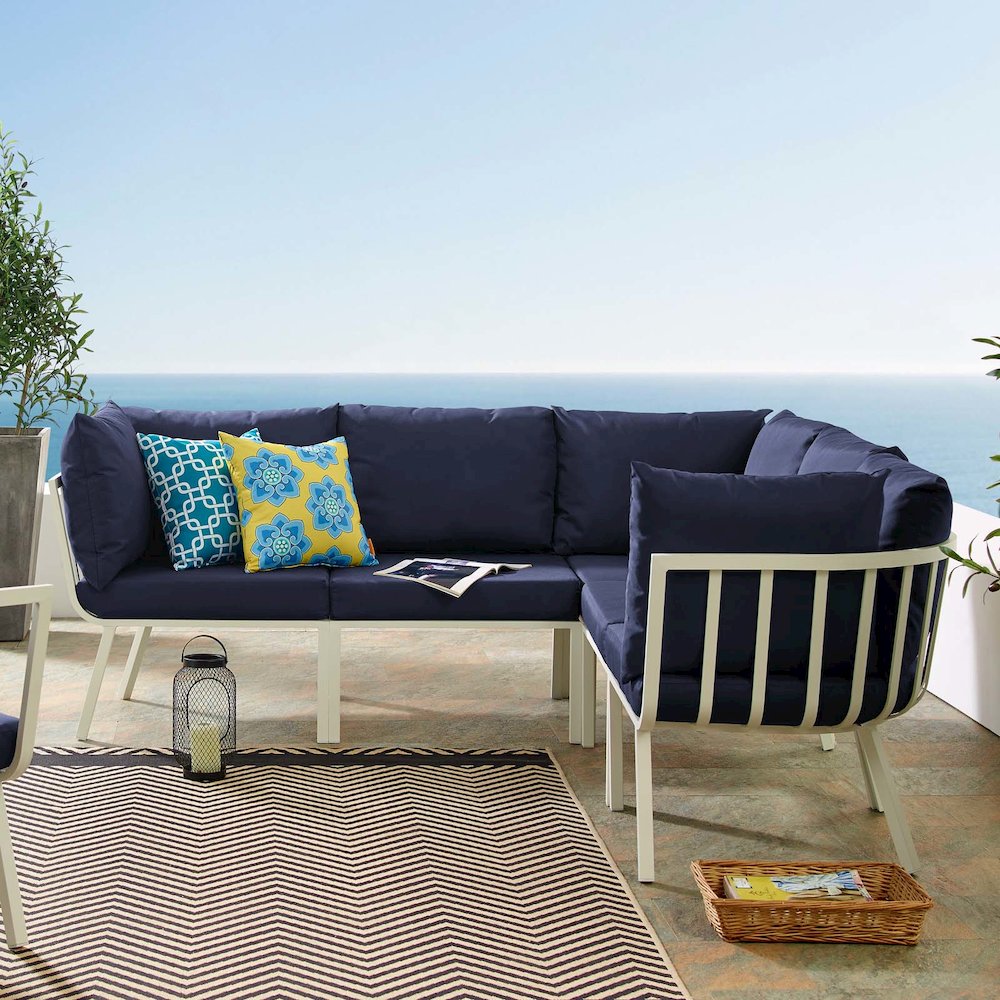 Riverside 5 Piece Outdoor Patio Aluminum Sectional. Picture 12