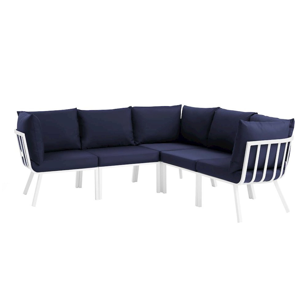 Riverside 5 Piece Outdoor Patio Aluminum Sectional. Picture 1