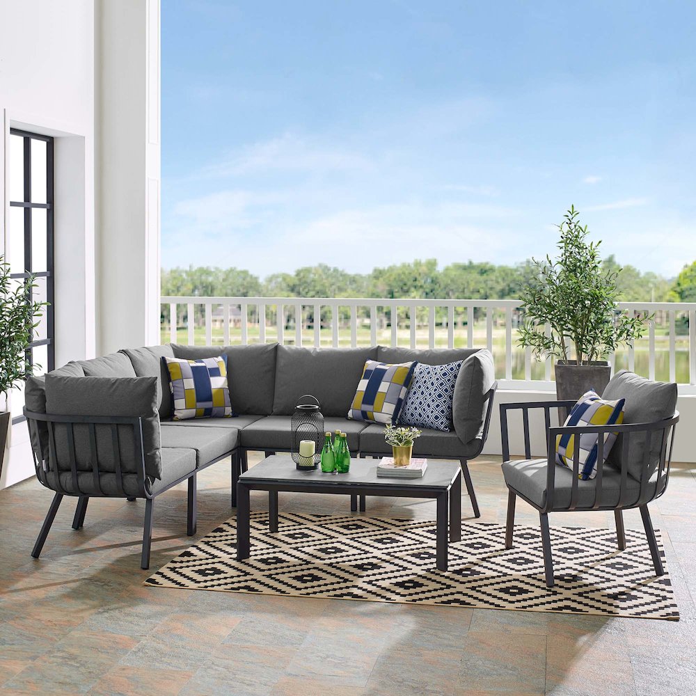 Riverside 7 Piece Outdoor Patio Aluminum Set. Picture 17