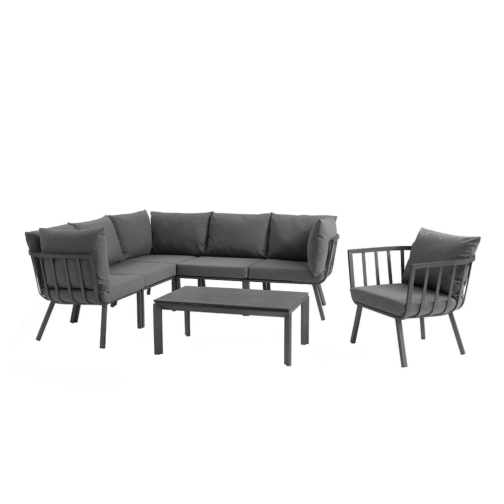 Riverside 7 Piece Outdoor Patio Aluminum Set. Picture 1