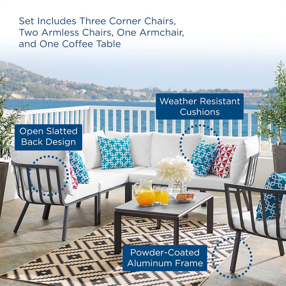 Riverside 7 Piece Outdoor Patio Aluminum Set. Picture 18