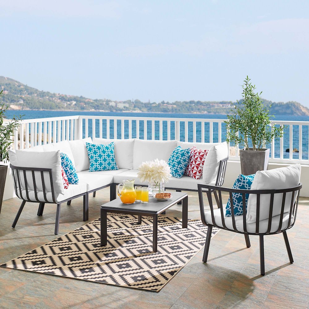 Riverside 7 Piece Outdoor Patio Aluminum Set. Picture 17