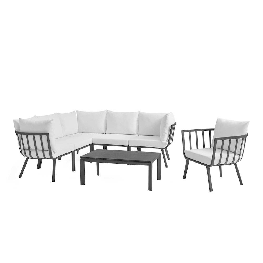Riverside 7 Piece Outdoor Patio Aluminum Set. Picture 1