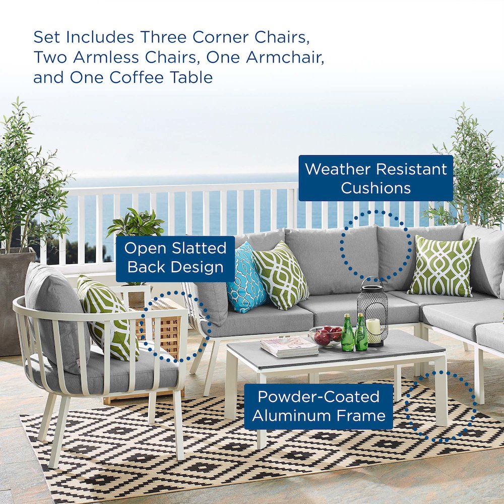 Riverside 7 Piece Outdoor Patio Aluminum Set. Picture 17
