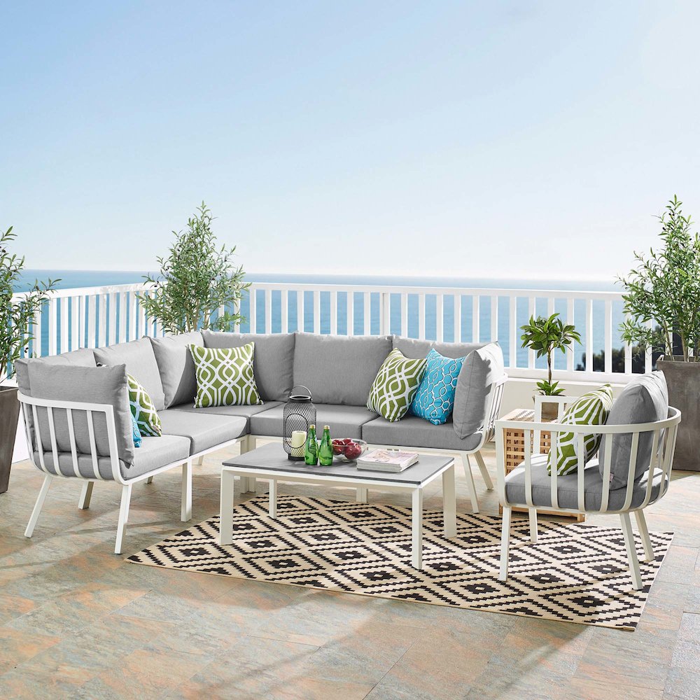 Riverside 7 Piece Outdoor Patio Aluminum Set. Picture 16