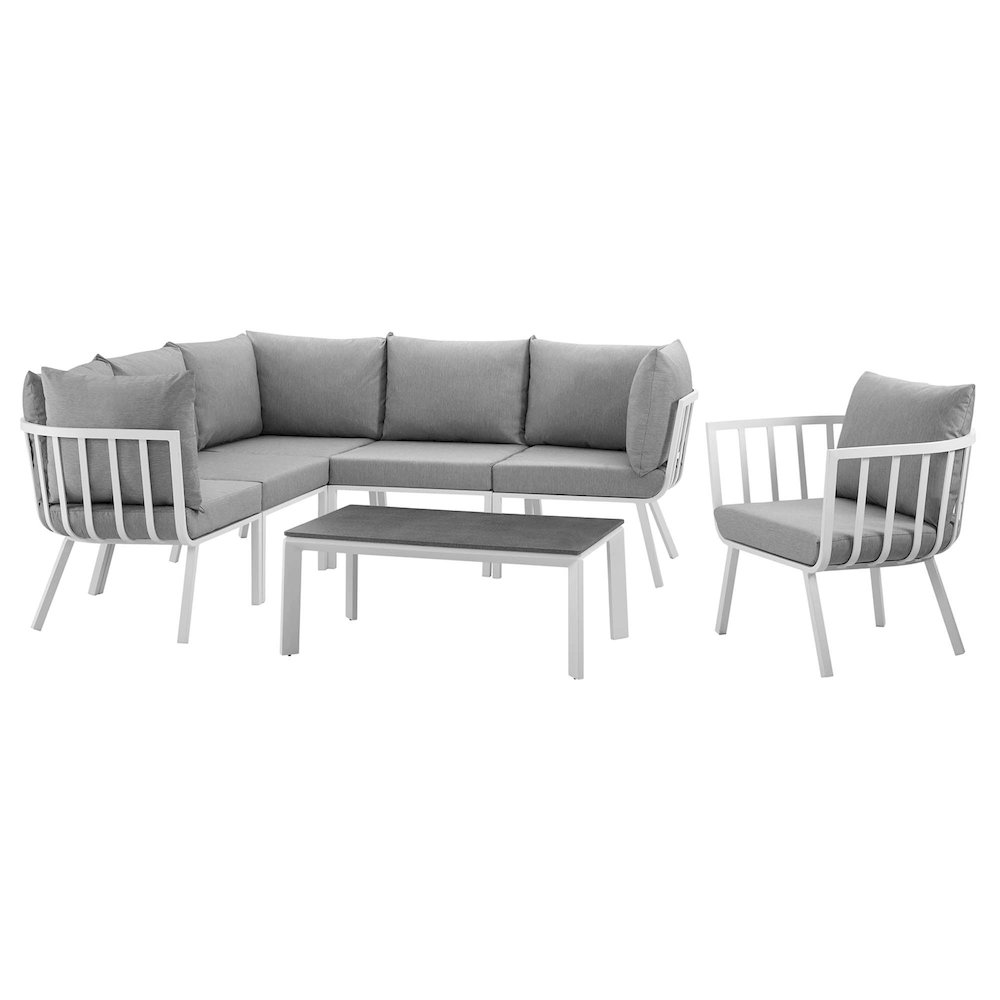 Riverside 7 Piece Outdoor Patio Aluminum Set. Picture 1