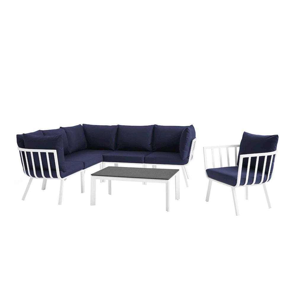 Riverside 7 Piece Outdoor Patio Aluminum Set. Picture 1