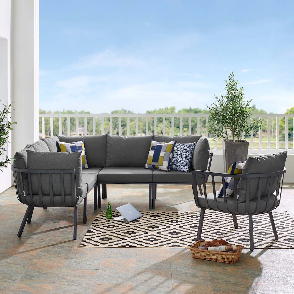Riverside 6 Piece Outdoor Patio Aluminum Set. Picture 17