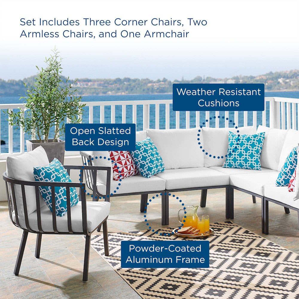 Riverside 6 Piece Outdoor Patio Aluminum Set. Picture 18