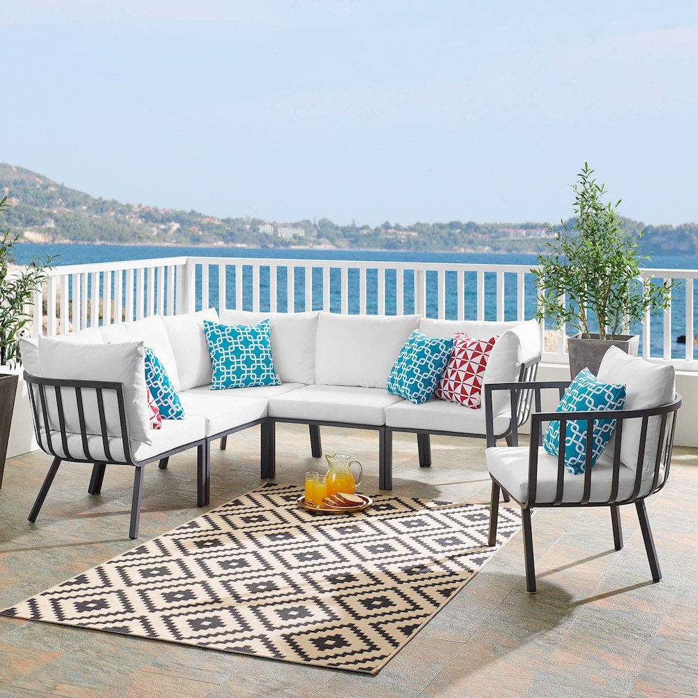 Riverside 6 Piece Outdoor Patio Aluminum Set. Picture 17