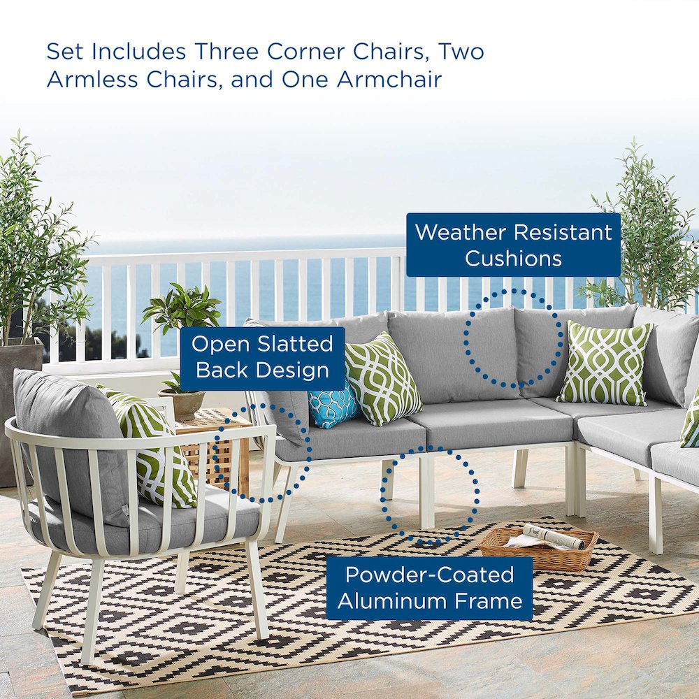 Riverside 6 Piece Outdoor Patio Aluminum Set. Picture 18