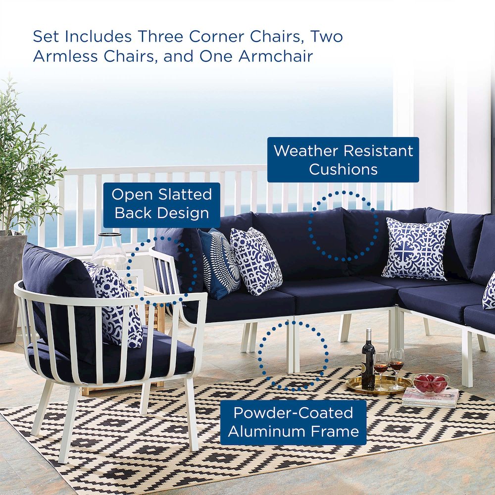 Riverside 6 Piece Outdoor Patio Aluminum Set. Picture 18