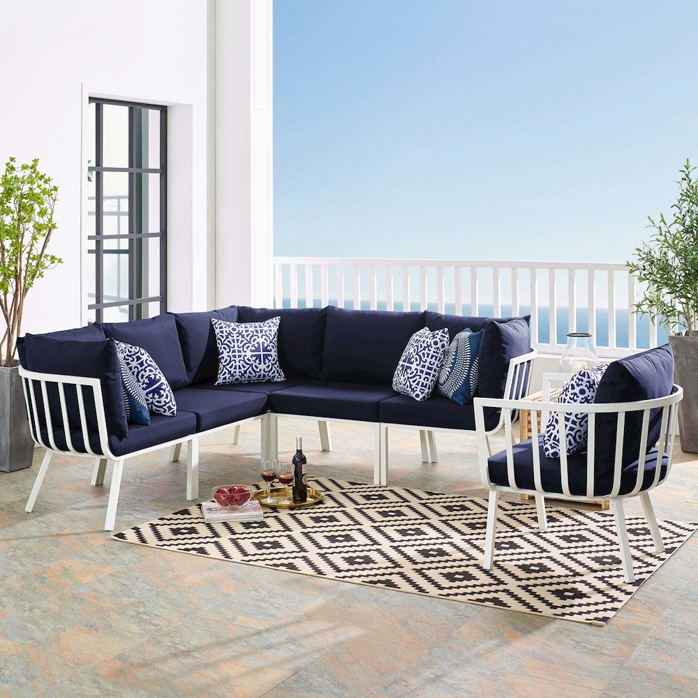 Riverside 6 Piece Outdoor Patio Aluminum Set. Picture 17