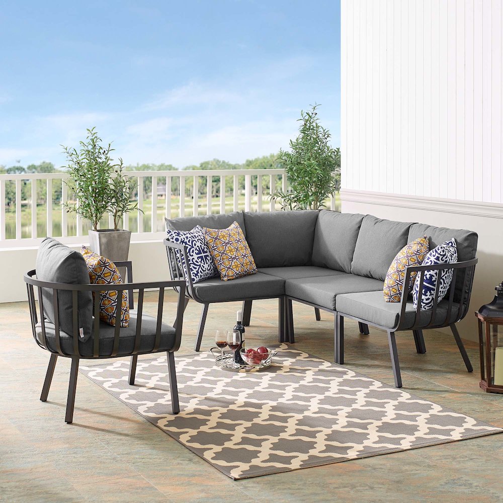 Riverside 5 Piece Outdoor Patio Aluminum Set. Picture 17