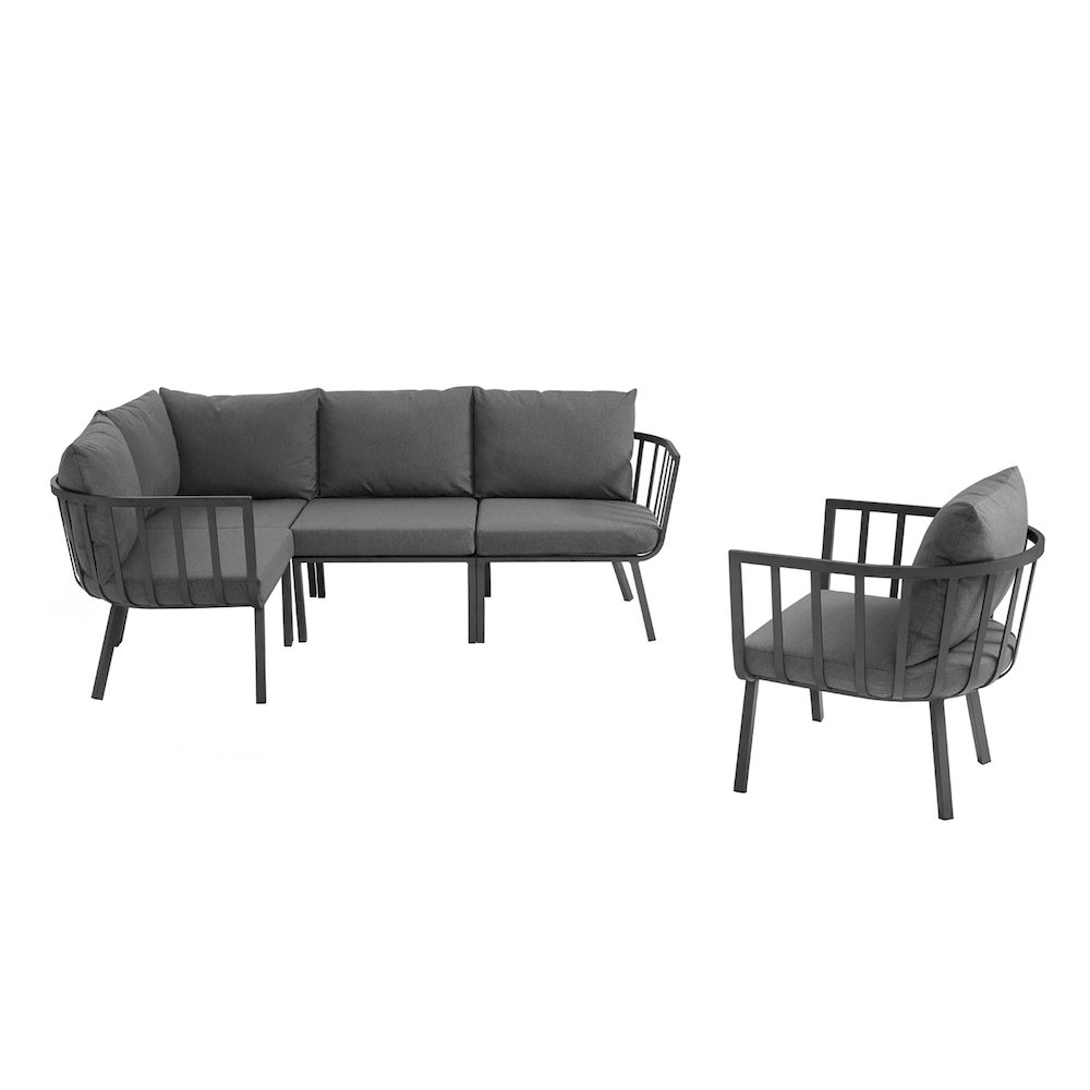Riverside 5 Piece Outdoor Patio Aluminum Set. Picture 1