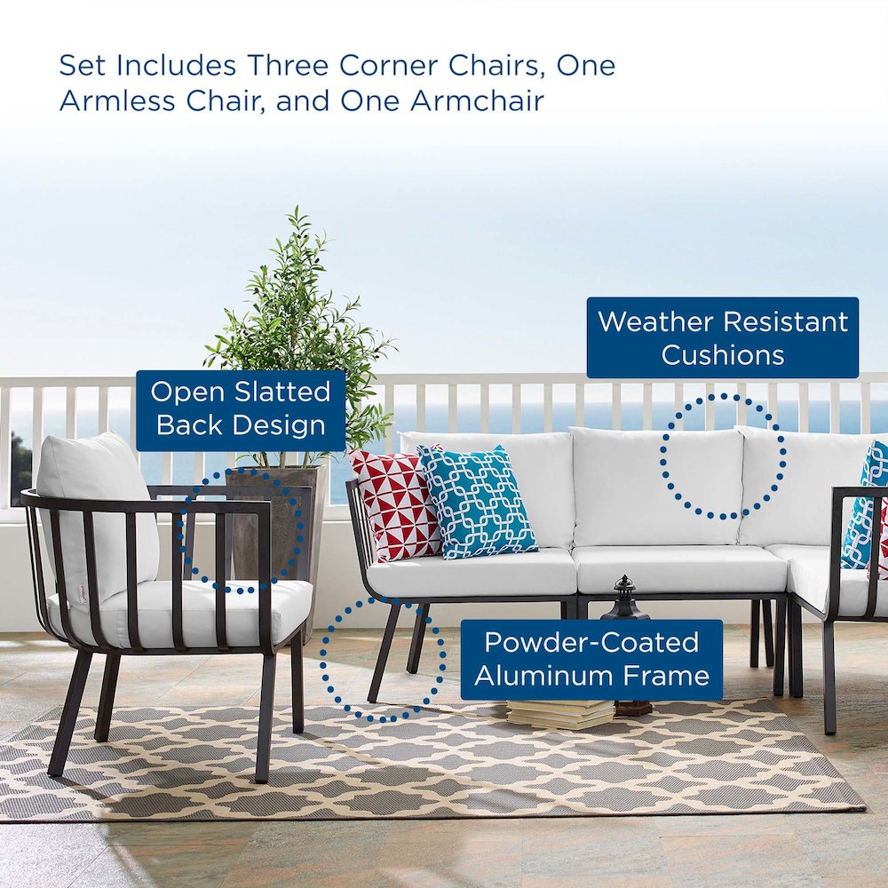 Riverside 5 Piece Outdoor Patio Aluminum Set. Picture 18
