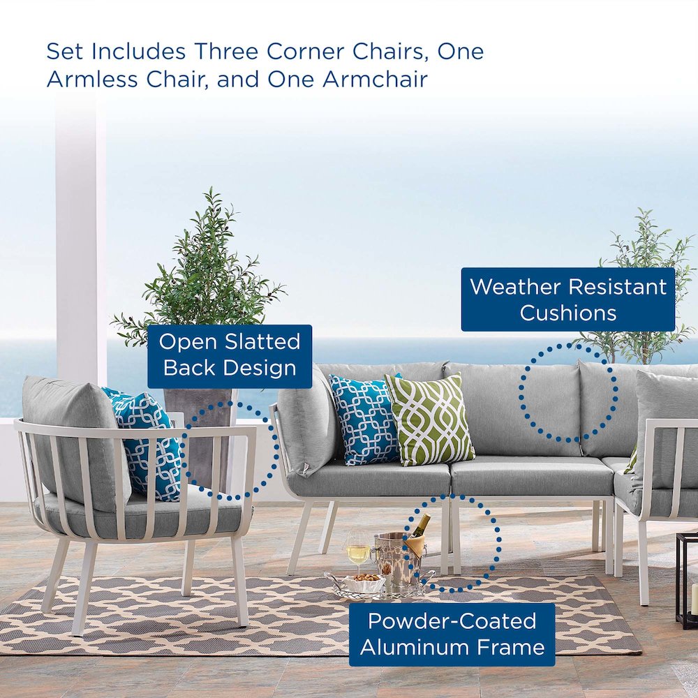 Riverside 5 Piece Outdoor Patio Aluminum Set. Picture 18