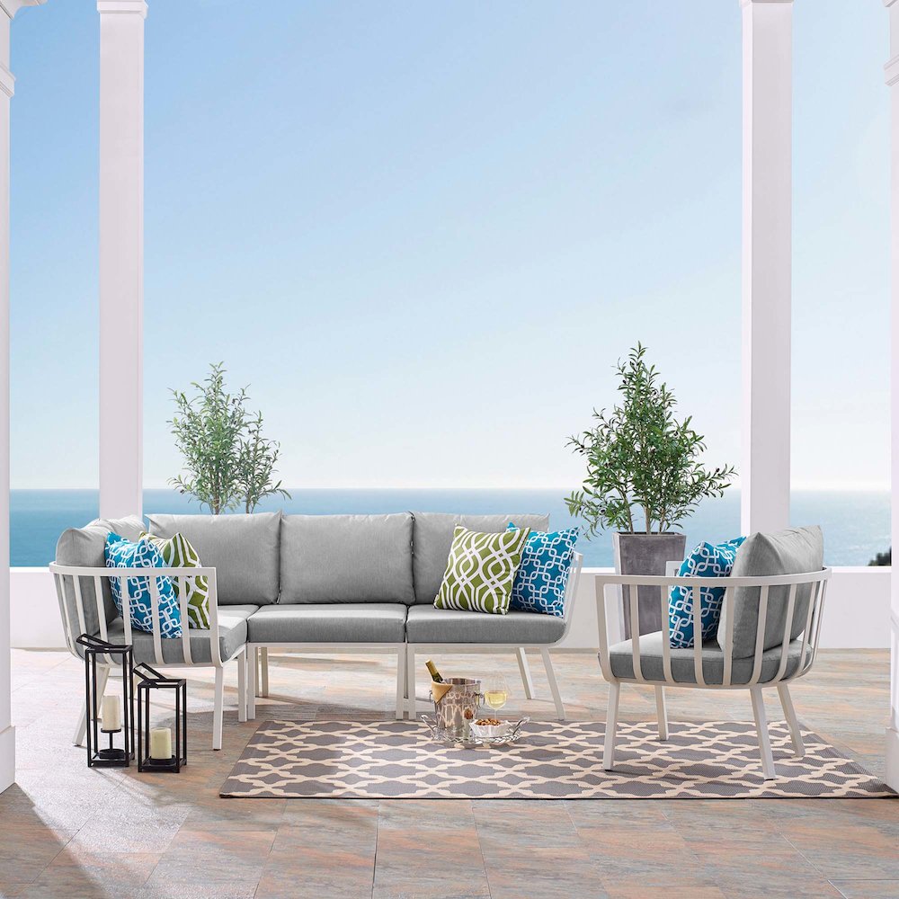 Riverside 5 Piece Outdoor Patio Aluminum Set. Picture 17