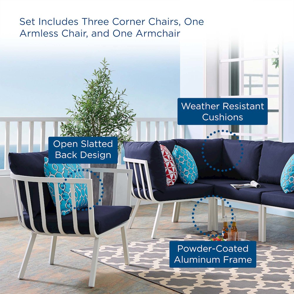 Riverside 5 Piece Outdoor Patio Aluminum Set. Picture 18