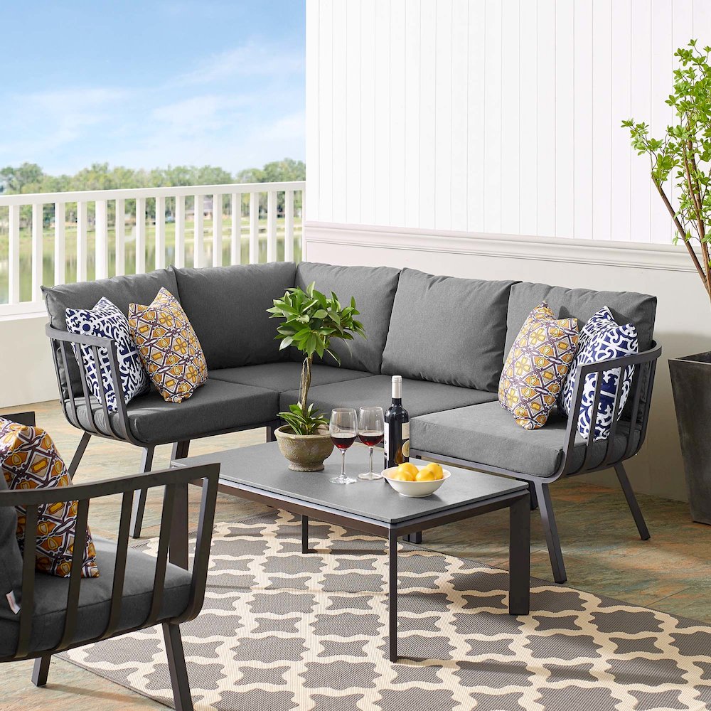 Riverside 5 Piece Outdoor Patio Aluminum Set. Picture 15