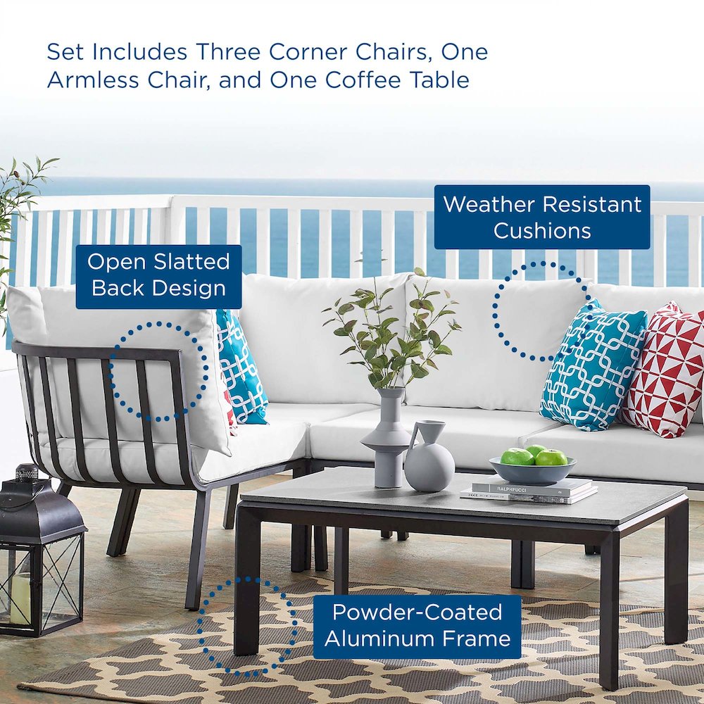 Riverside 5 Piece Outdoor Patio Aluminum Set. Picture 16
