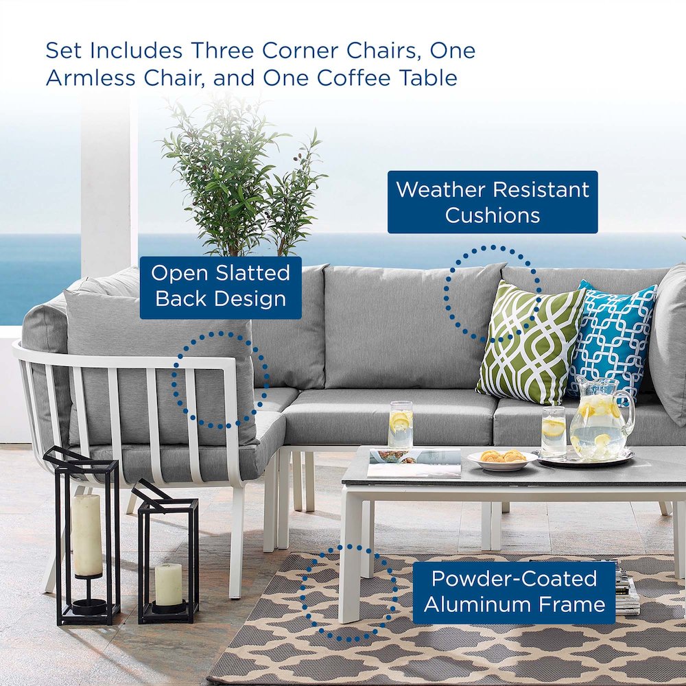 Riverside 5 Piece Outdoor Patio Aluminum Set. Picture 16