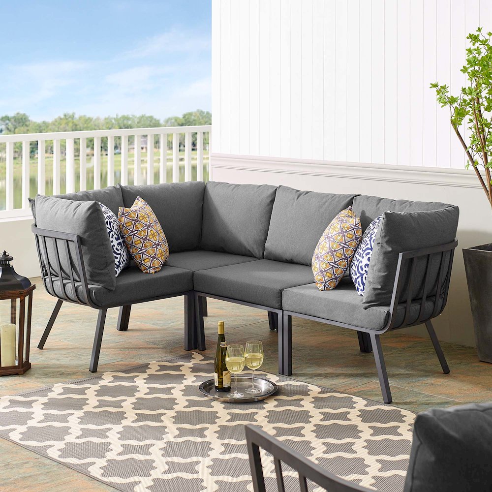 Riverside 4 Piece Outdoor Patio Aluminum Sectional. Picture 12