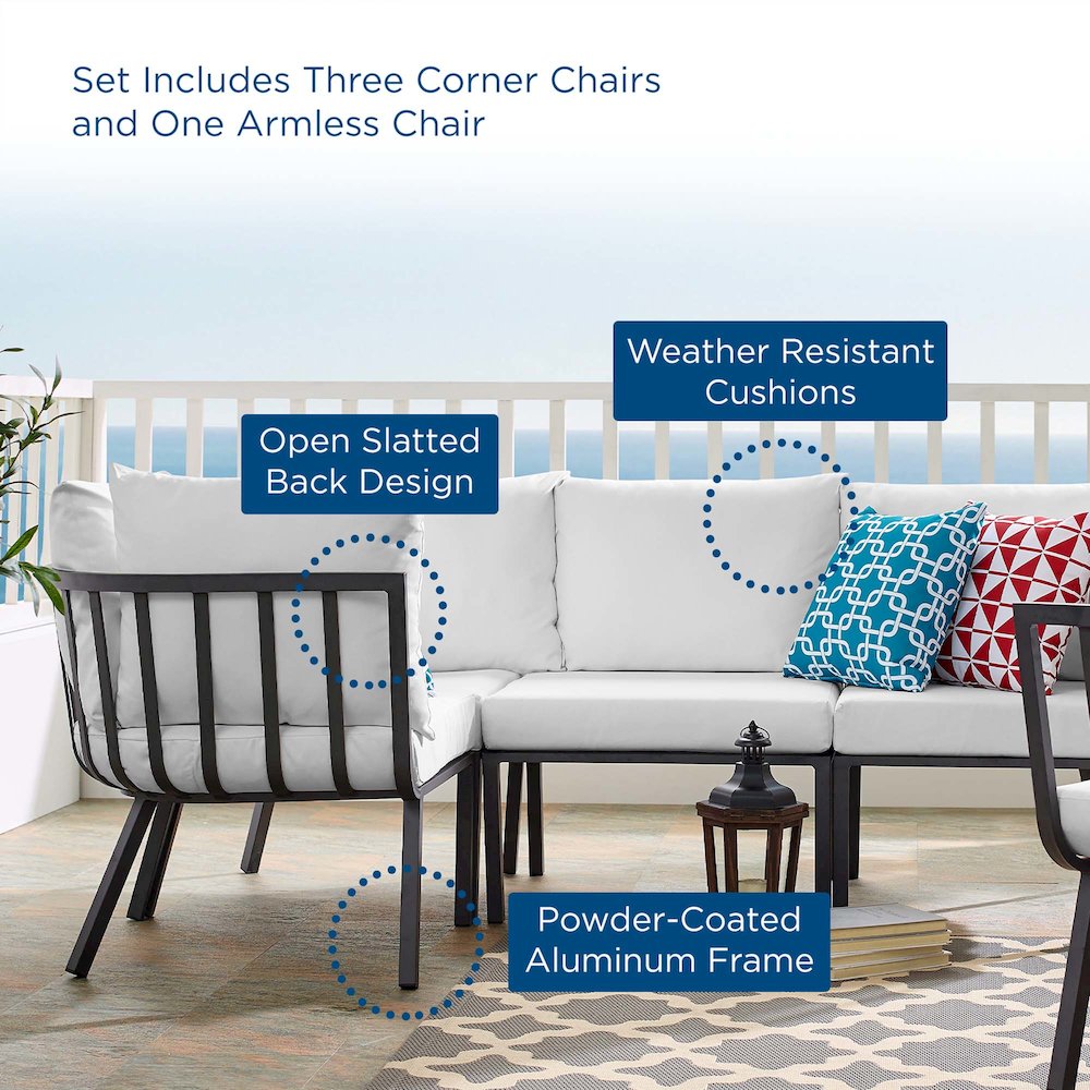 Riverside 4 Piece Outdoor Patio Aluminum Sectional. Picture 13