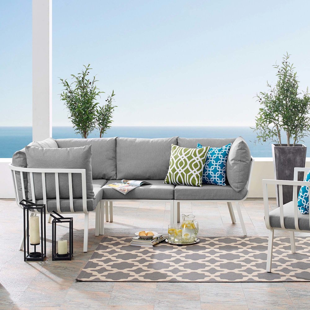 Riverside 4 Piece Outdoor Patio Aluminum Sectional. Picture 12
