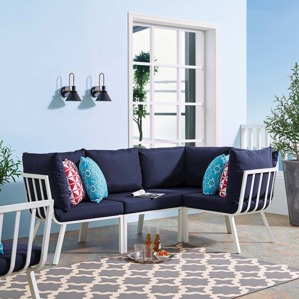 Riverside 4 Piece Outdoor Patio Aluminum Sectional. Picture 12