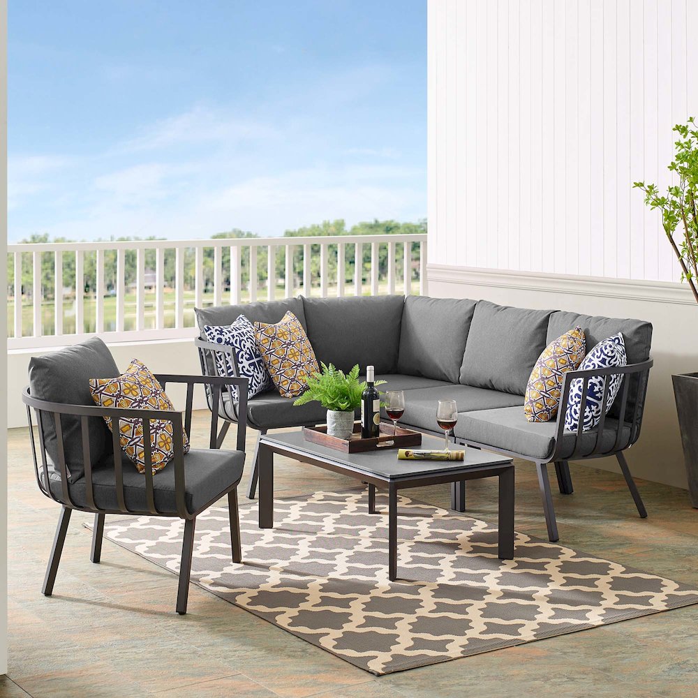 Riverside 6 Piece Outdoor Patio Aluminum Set. Picture 18