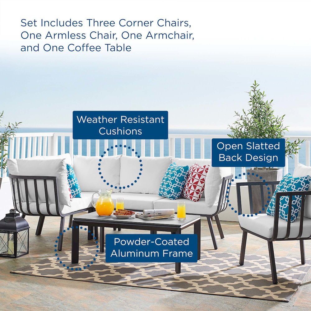 Riverside 6 Piece Outdoor Patio Aluminum Set. Picture 18