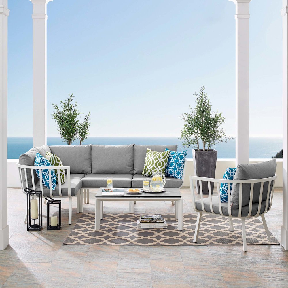 Riverside 6 Piece Outdoor Patio Aluminum Set. Picture 18
