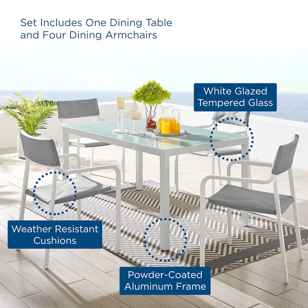 Raleigh 5 Piece Outdoor Patio Aluminum Dining Set. Picture 11