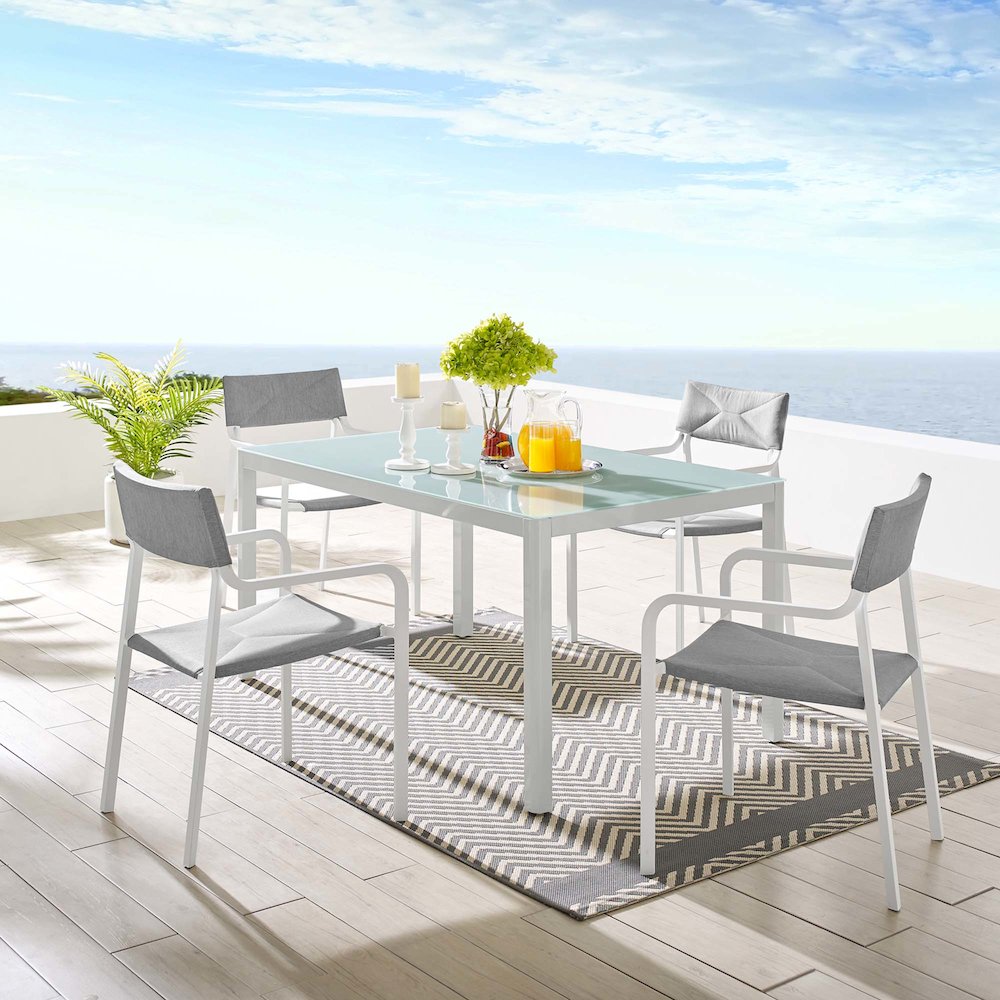 Raleigh 5 Piece Outdoor Patio Aluminum Dining Set. Picture 12