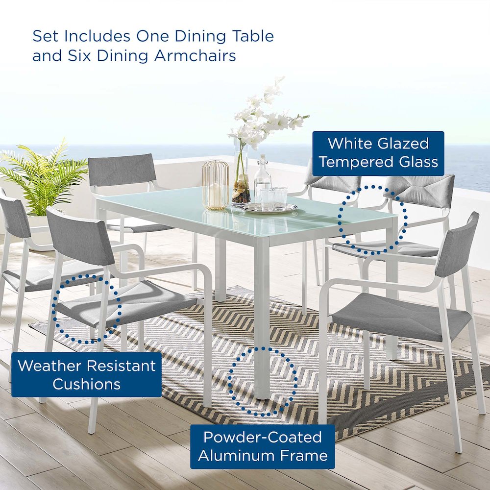 Raleigh 7 Piece Outdoor Patio Aluminum Dining Set. Picture 12