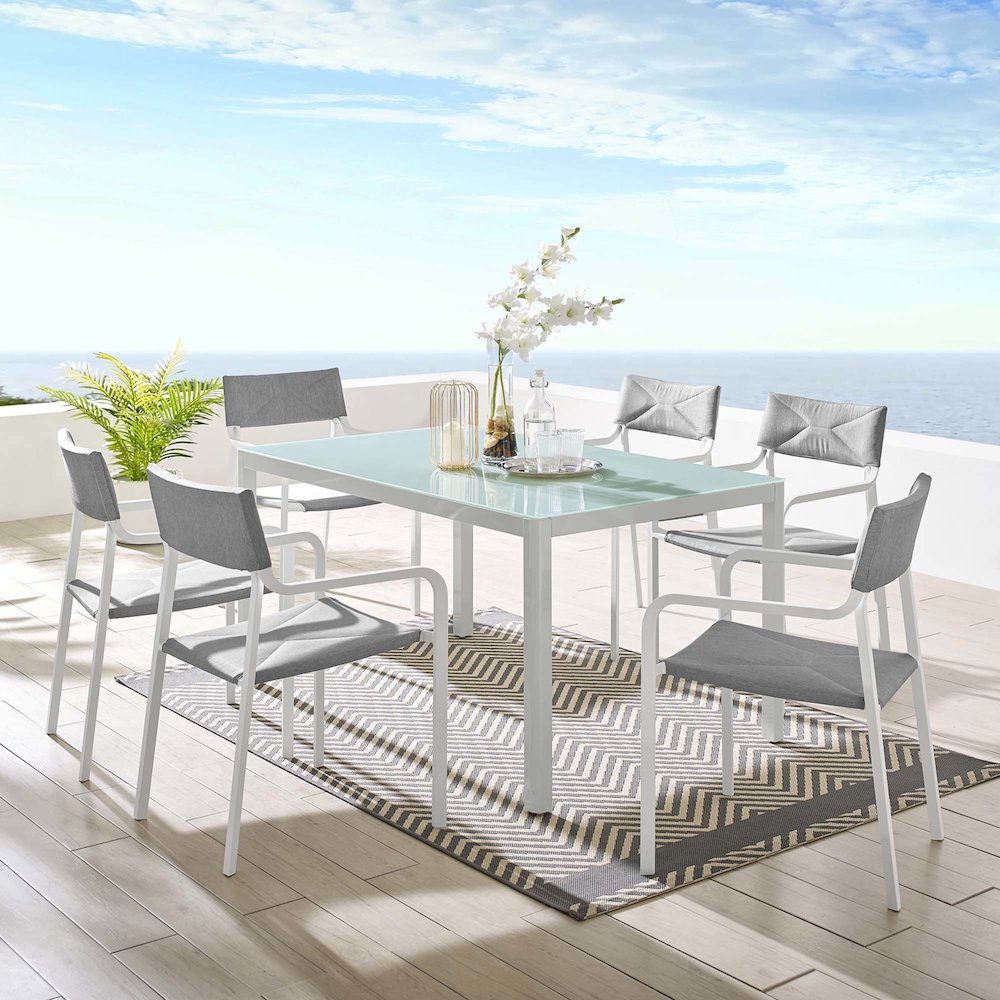 Raleigh 7 Piece Outdoor Patio Aluminum Dining Set. Picture 11